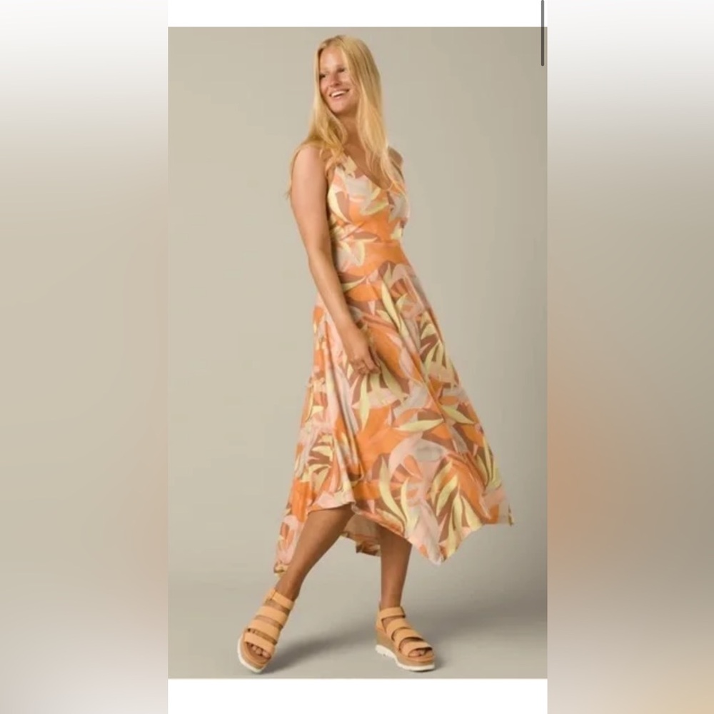 Prana Orange Patterned Dress